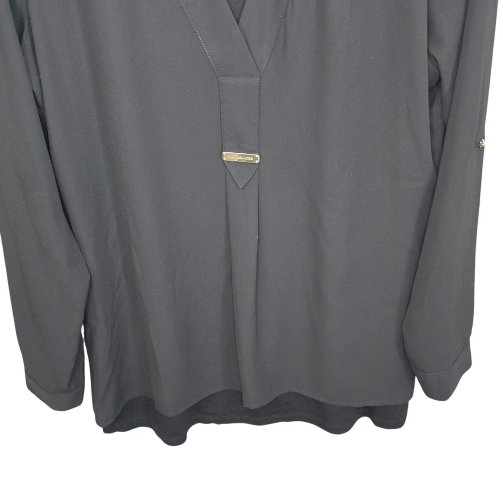 Michael Kors Top Womens 6‎ Black Sheer Lined Blouse Long Sleeve Casual Ladies